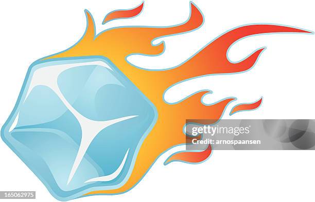 ice cube on fire - ice cube stock illustrations