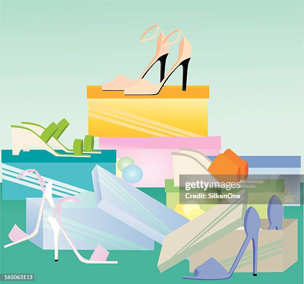 summer shoes - shoe box stock illustrations