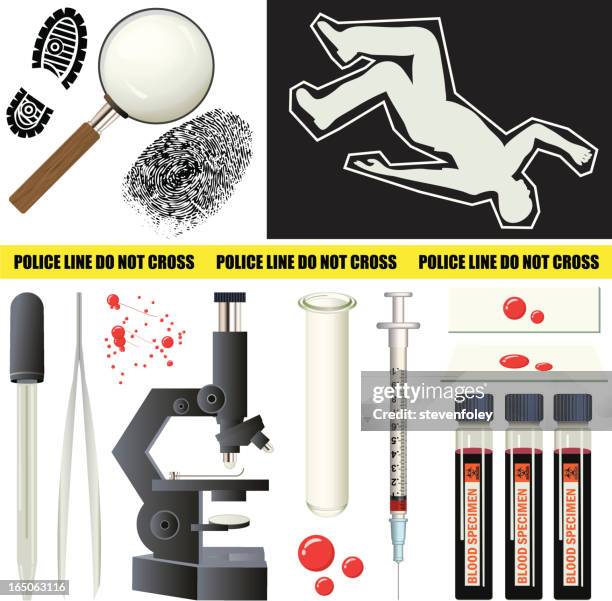 bildbanksillustrationer, clip art samt tecknat material och ikoner med csi elements - kriminalteknik