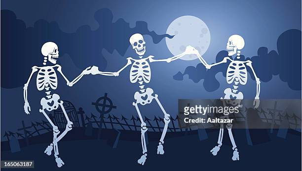 ilustrações de stock, clip art, desenhos animados e ícones de esqueleto macabre dança - cemitério