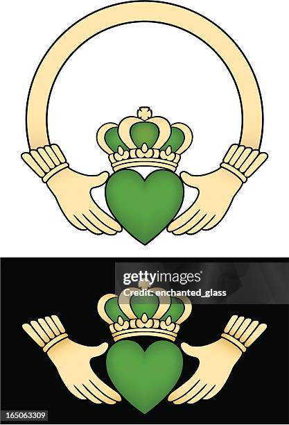 ilustraciones, imágenes clip art, dibujos animados e iconos de stock de claddagh irlandés, amor y lealtad y amistad símbolo - claddagh