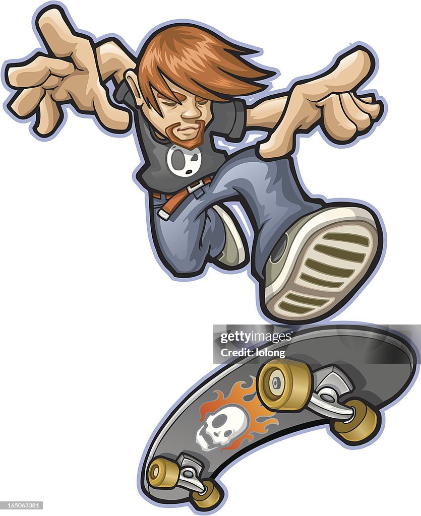 Cartoon Street Style Skater Boy Jumping With Skateboard High-Res Vector  Graphic - Getty Images
