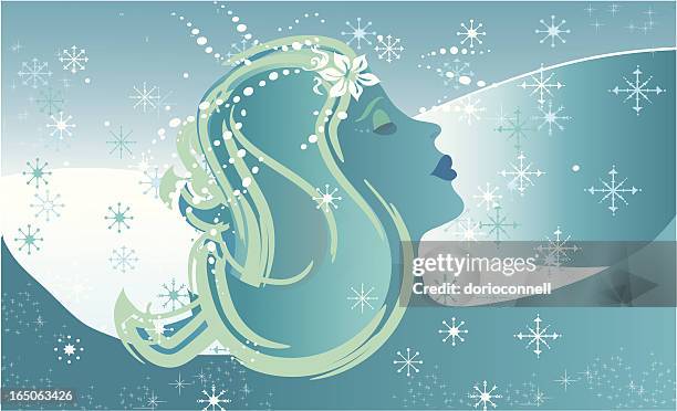 snow queen - snow maiden stock illustrations