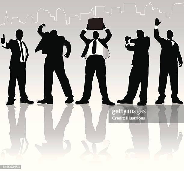towering victorious business reflection series - low angle portrait stock illustrations