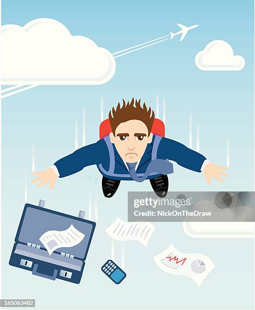 falling businessman - sky diving stock illustrations