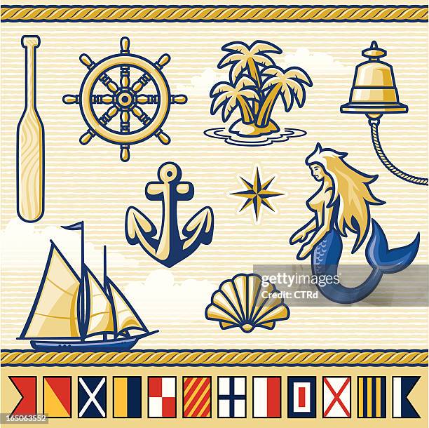 nautical elements & flags series - clam shells stock illustrations