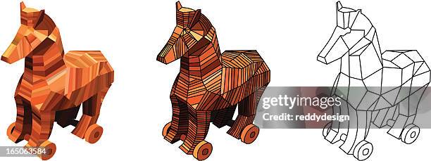 trojan horse - ancient wheel stock illustrations