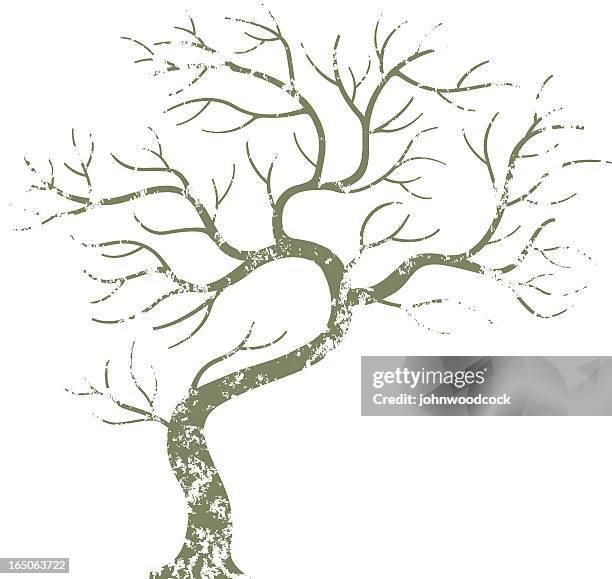 gnarled grungy tree - yard waste stock illustrations