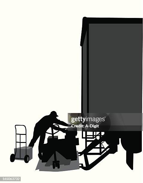 loading the truck vector silhouette - unloading boxes stock illustrations