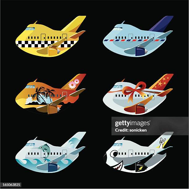 illustrations, cliparts, dessins animés et icônes de ensemble d'icônes de services air - marlin