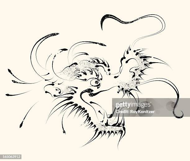 aged tattoo style dragon - 中國龍 幅插畫檔、美工圖案、卡通及圖標