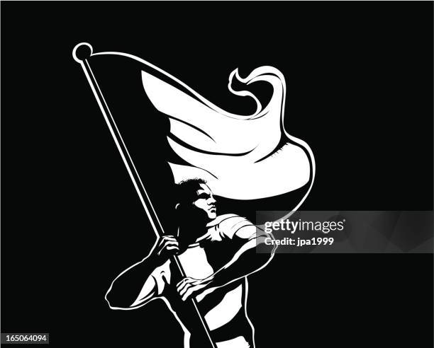 ilustrações de stock, clip art, desenhos animados e ícones de porta-bandeira - revolução