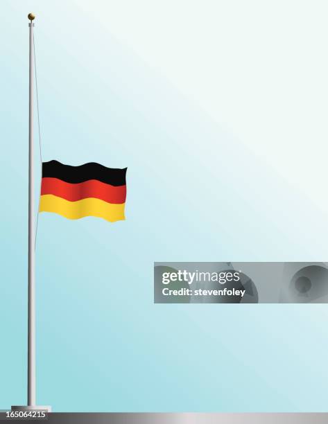 ilustraciones, imágenes clip art, dibujos animados e iconos de stock de bandera de alemania, en personal auxiliar - bandera a media asta
