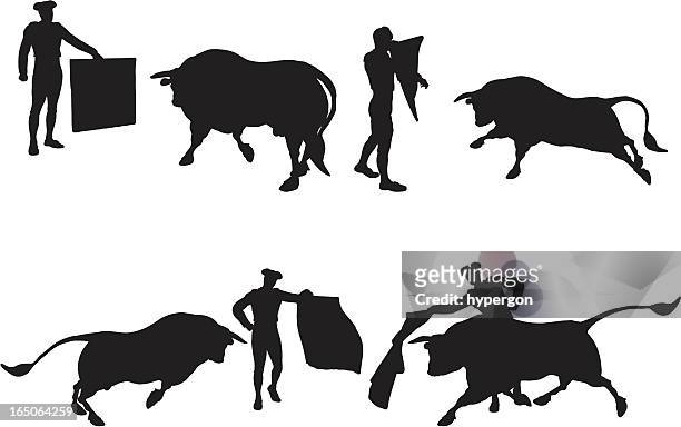 ilustraciones, imágenes clip art, dibujos animados e iconos de stock de torero silueta de - bullfighter