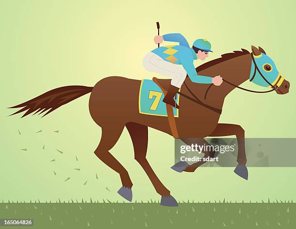 stockillustraties, clipart, cartoons en iconen met racehorse - stallion