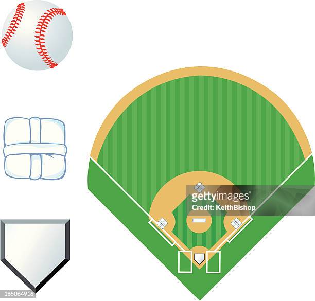 baseball-feld und home-plate - baseballfeld stock-grafiken, -clipart, -cartoons und -symbole