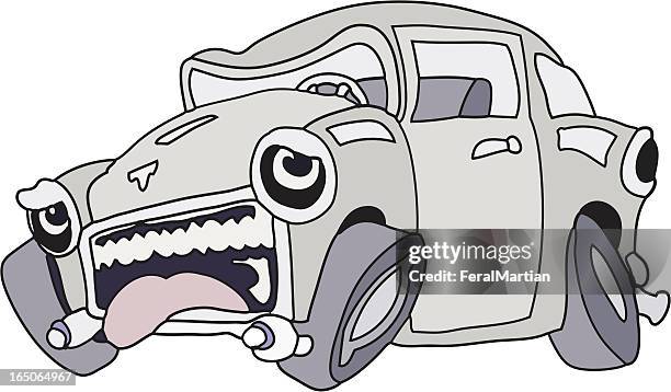 car sick - rusty car stock illustrations