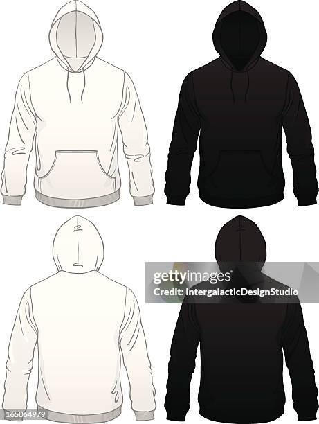 men's pullover pocket hoodie - hoodie stock illustrations