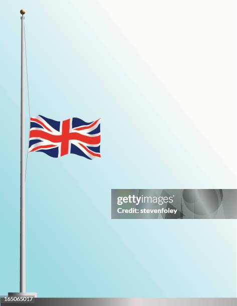 flag of uk at half staff - half mast stock illustrations