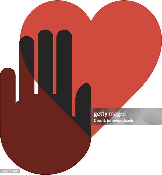 stockillustraties, clipart, cartoons en iconen met hand on heart two - hand hart