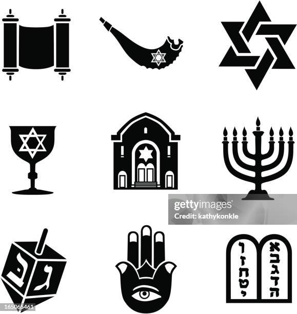 jewish icons - religious symbol stock illustrations