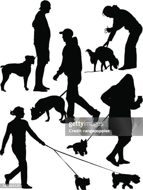 walking dogs - boxer training stock illustrations