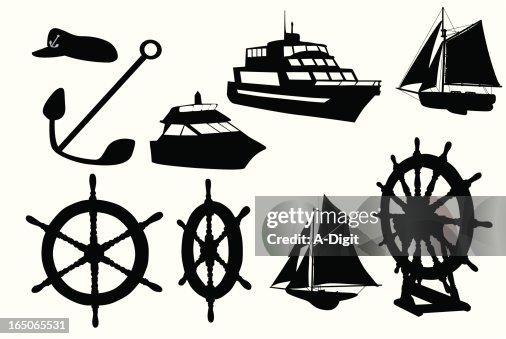Nautical Elements Vector Silhouette Nautical Elements Vector Silhouette
