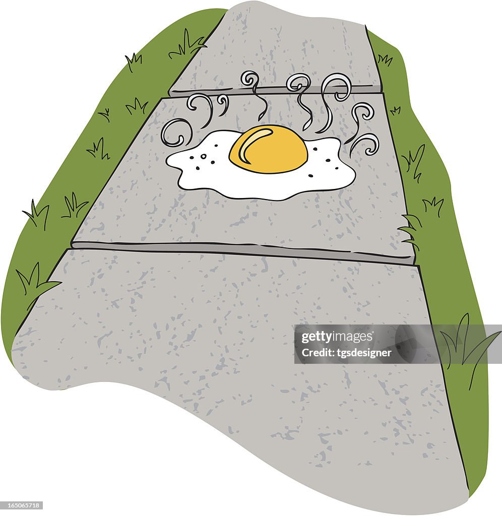 Egg on a sidewalk