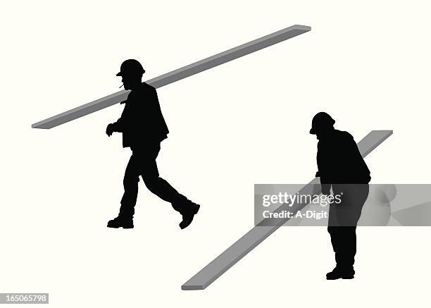 more lumber vector silhouette - carrying lumber stock illustrations