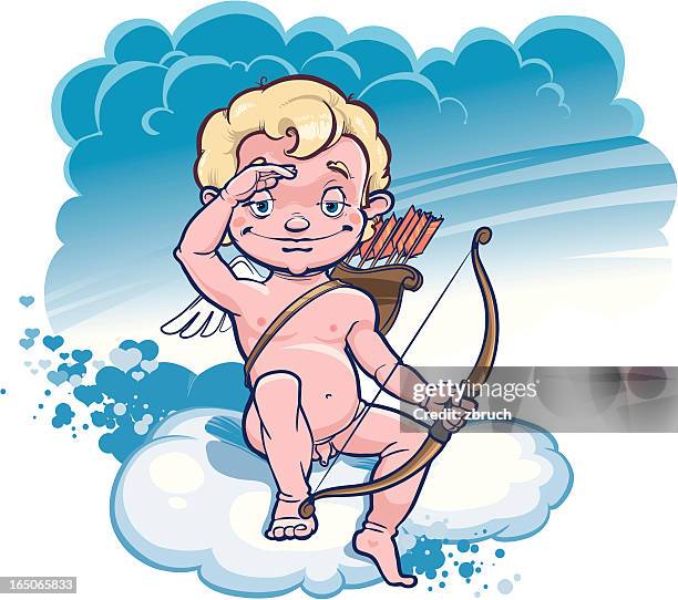 cupid is looking for his sacrifice - ringlet hairstyle stock illustrations
