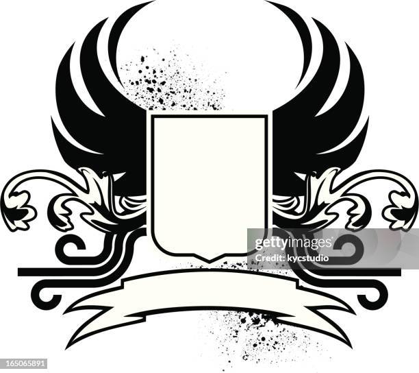 blank winged eclectic shield - eclectic stock illustrations