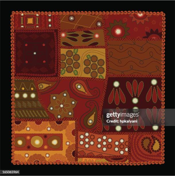 indian patchwork (vector) - patchwork quilt stock illustrations