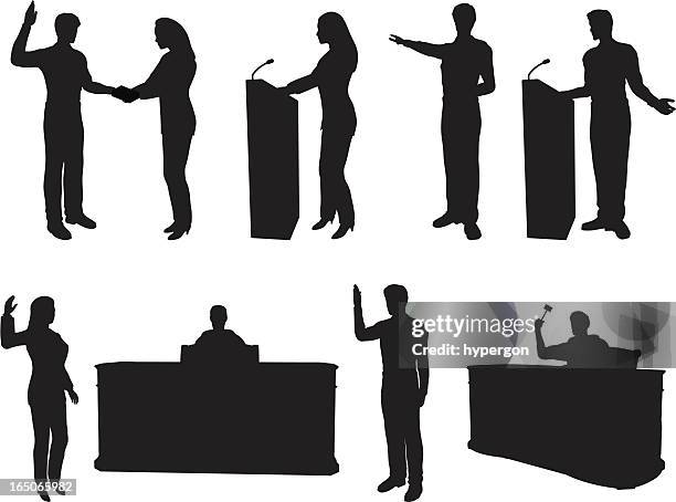 courtroom silhouette collection - courtroom silhouette stock illustrations