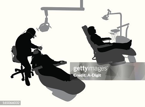 Dentist At Work Vector Silhouette Dentist At Work Vector Silhouette