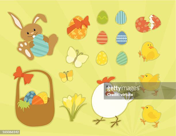 colorful easter objects - easter basket with candy stock illustrations
