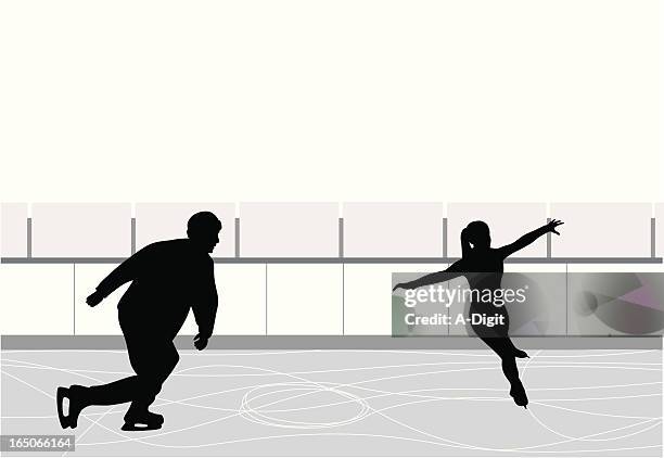 ice skating couple vector silhouette - figure skating couple stock illustrations