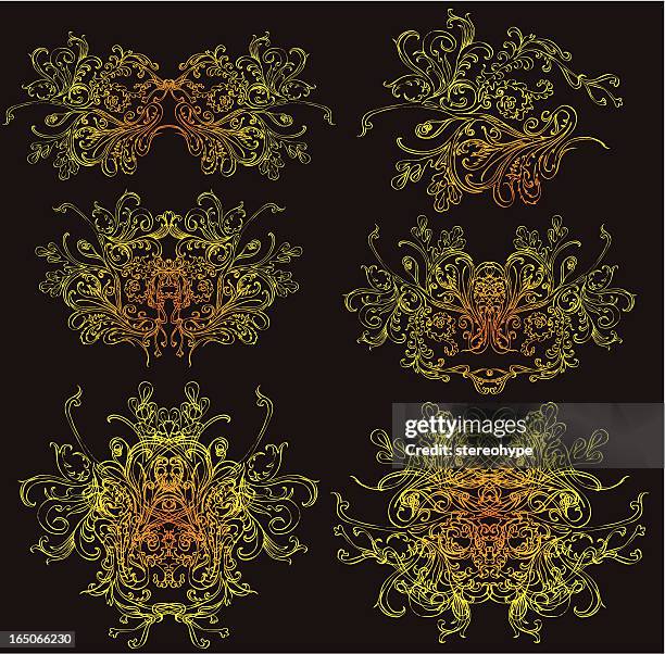 illuminated mystic elements - landscape design stock illustrations
