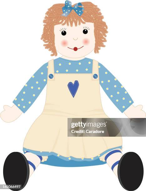 blue heart rag doll - primitivism stock illustrations