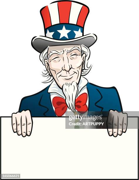 uncle sam with sign - uncle sam stock illustrations