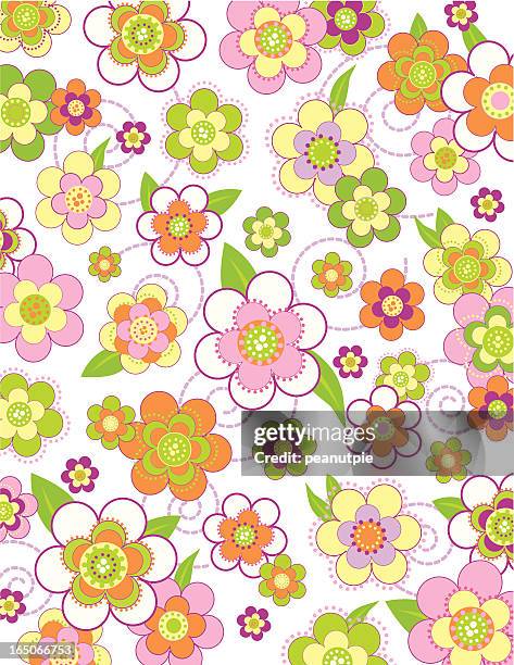 spring flower pattern - tapestry stock illustrations