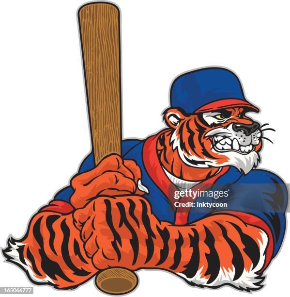 tiger baseball - looking around stock illustrations