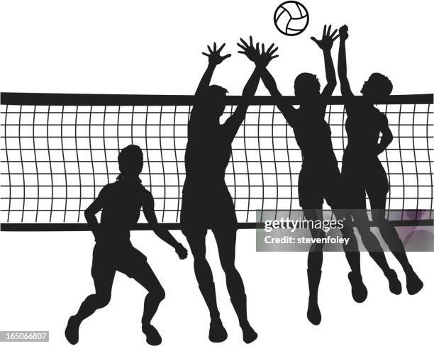 illustrazioni stock, clip art, cartoni animati e icone di tendenza di pallavolo - pallavolo al chiuso