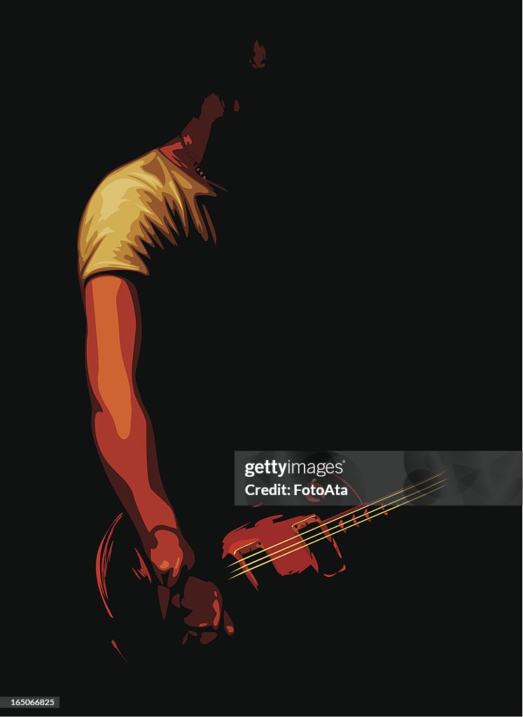 Vector illustration of guitarist in shadows