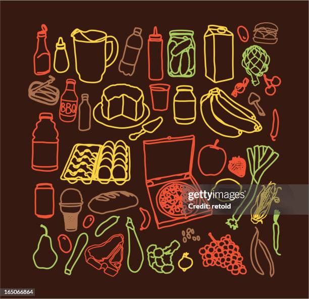 inside your fridge - ice cream sauce bottle stock illustrations