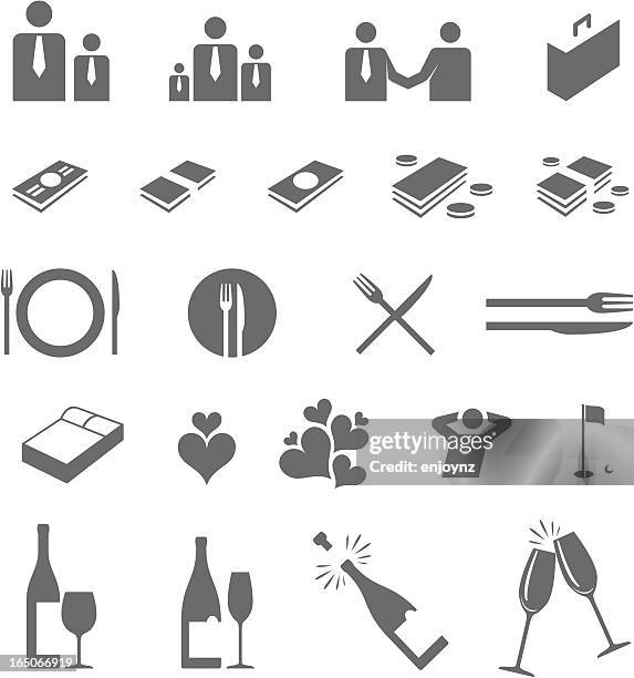 hotel icons - conference hotel stock illustrations