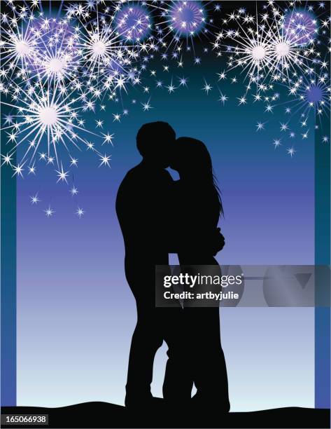 first kiss - date night romance stock illustrations