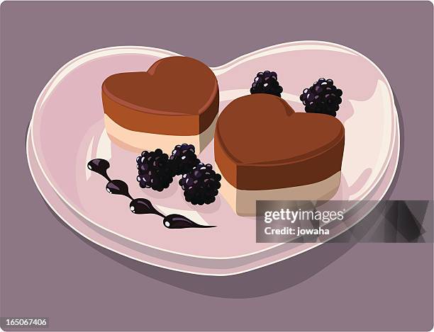 stockillustraties, clipart, cartoons en iconen met sweethearts on a plate - chocoladesaus