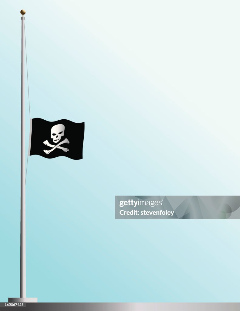 Flag of Jolly Roger at Half-Staff