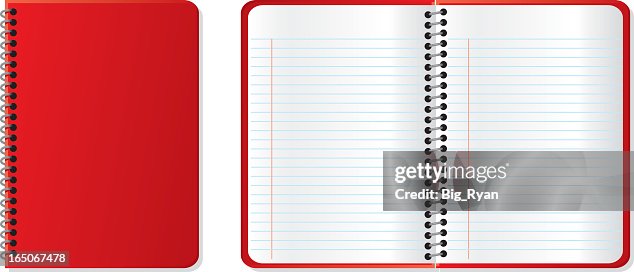 A closed red notebook next to an open red notebook A closed red notebook next to an open red notebook