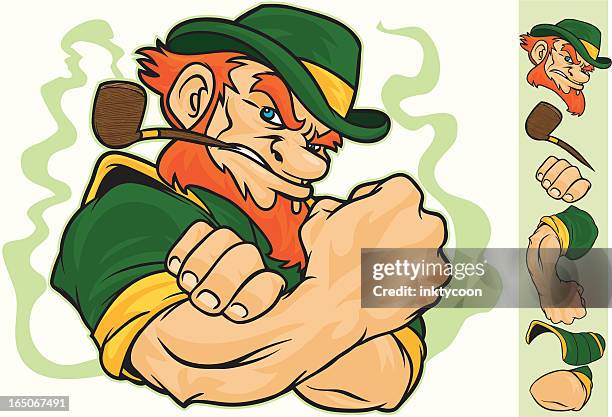 stockillustraties, clipart, cartoons en iconen met fighting irish - leprechaun